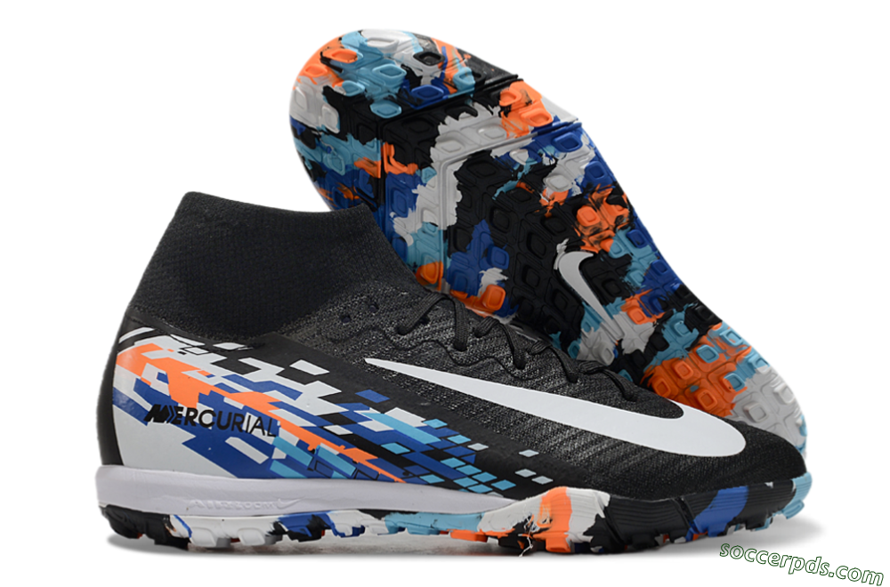 Nike Air Zoom Mercurial Superfly 10 Elite TF High-Tops Football Shoes - Black/Blue/Orange 1