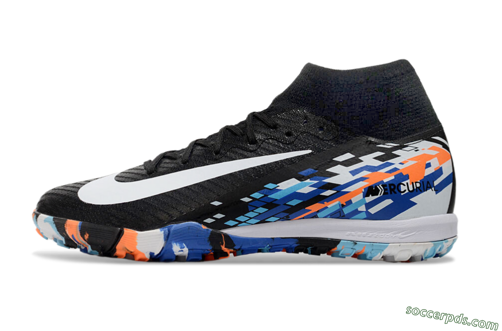 Nike Air Zoom Mercurial Superfly 10 Elite TF High-Tops Football Shoes - Black/Blue/Orange 2