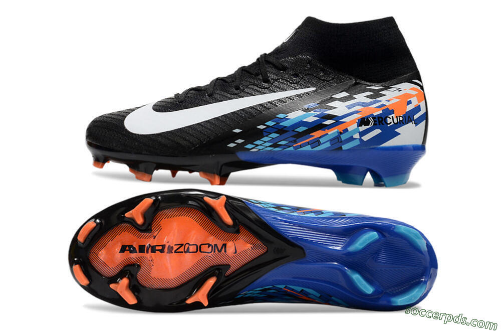 Nike Air Zoom Mercurial Superfly 10 Elite FG High-Tops Football Boots - Black/Blue/Orange 0