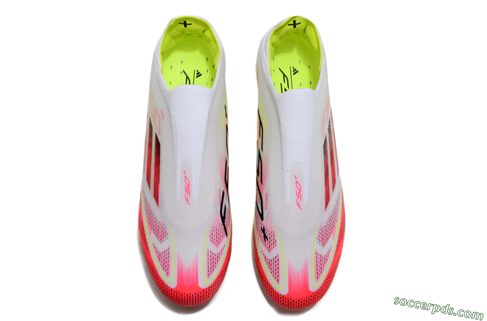 Adidas F50+ Elite Lightstrike Pro Laceless FG Low-Tops Football Boots - White/Red/Yellow 4
