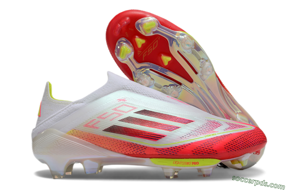Adidas F50+ Elite Lightstrike Pro Laceless FG Low-Tops Football Boots - White/Red/Yellow 1