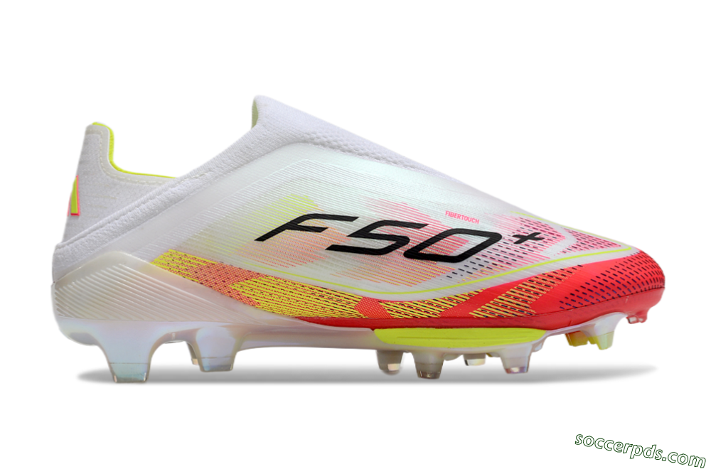 Adidas F50+ Elite Lightstrike Pro Laceless FG Low-Tops Football Boots - White/Red/Yellow 7