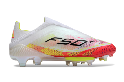 Adidas F50+ Elite Lightstrike Pro Laceless FG Low-Tops Football Boots - White/Red/Yellow