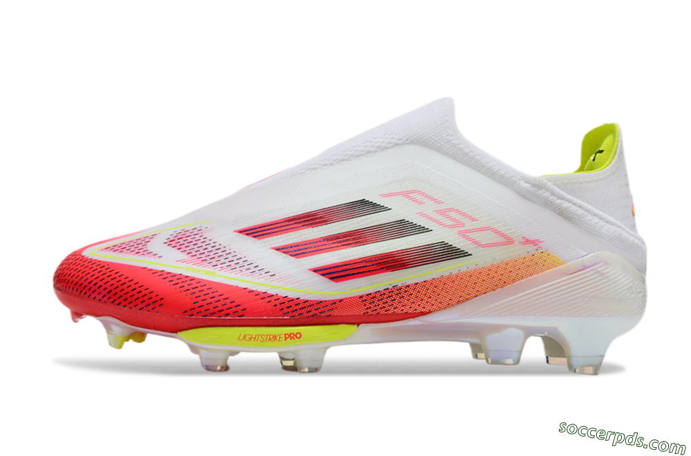 Adidas F50+ Elite Lightstrike Pro Laceless FG Low-Tops Football Boots - White/Red/Yellow 2