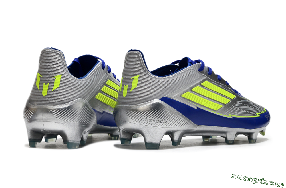 Messi x Adidas F50 Elite FG Low-Tops Football Boots - Silver/Yellow/Blue 6