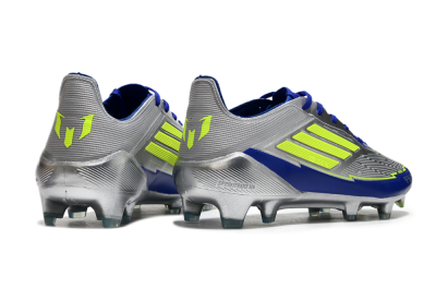 Messi x Adidas F50 Elite FG Low-Tops Football Boots - Silver/Yellow/Blue