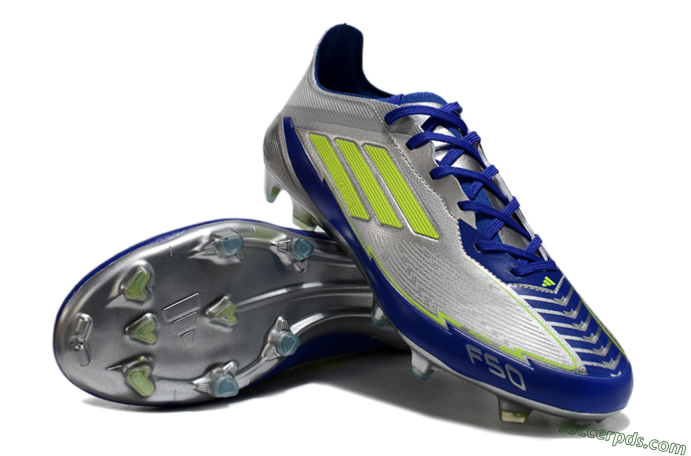 Messi x Adidas F50 Elite FG Low-Tops Football Boots - Silver/Yellow/Blue 3