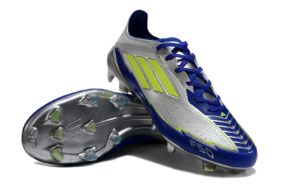 Messi x Adidas F50 Elite FG Low-Tops Football Boots - Silver/Yellow/Blue
