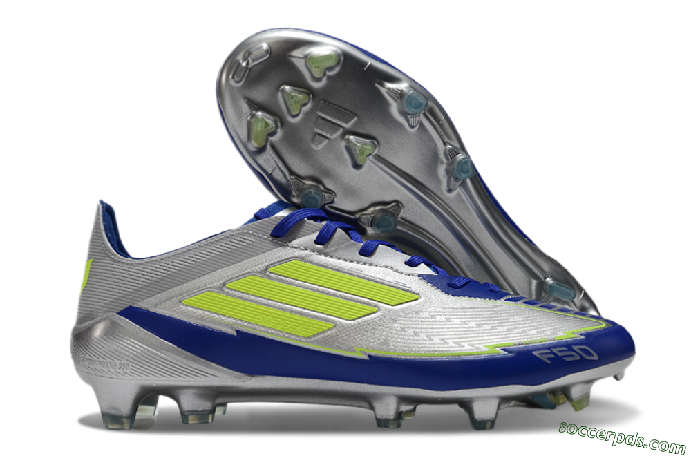 Messi x Adidas F50 Elite FG Low-Tops Football Boots - Silver/Yellow/Blue 1