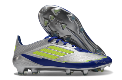 Messi x Adidas F50 Elite FG Low-Tops Football Boots - Silver/Yellow/Blue