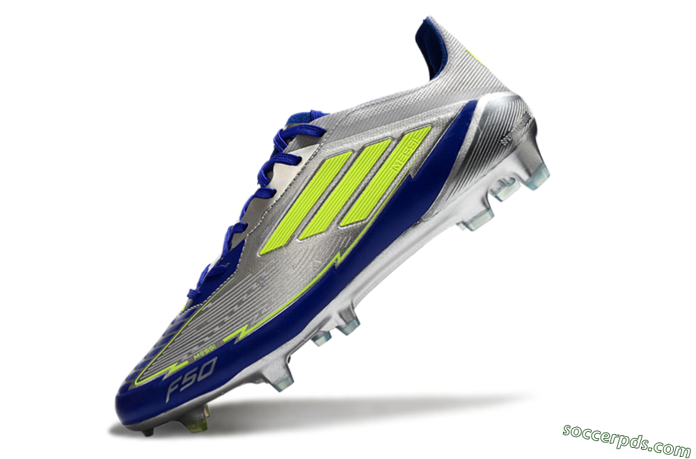 Messi x Adidas F50 Elite FG Low-Tops Football Boots - Silver/Yellow/Blue 5