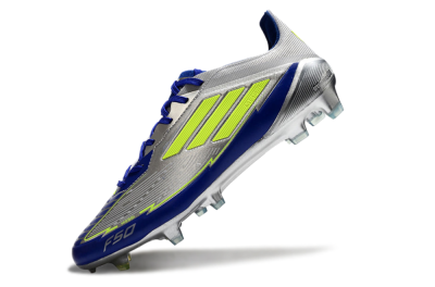 Messi x Adidas F50 Elite FG Low-Tops Football Boots - Silver/Yellow/Blue