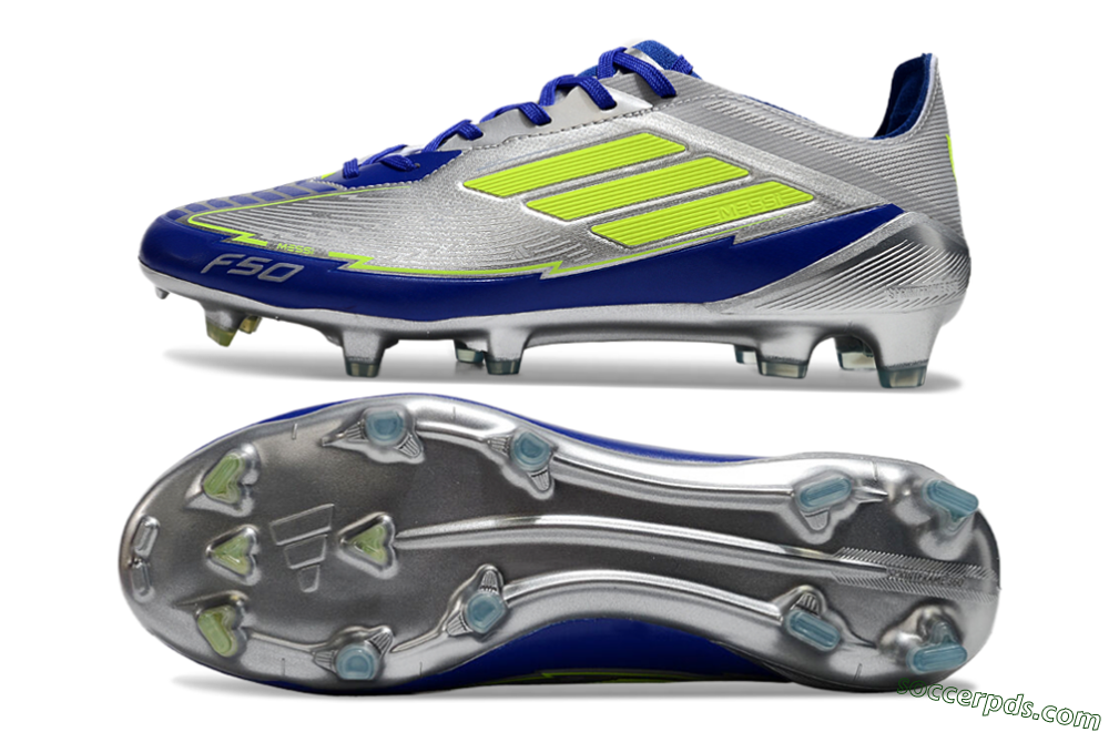 Messi x Adidas F50 Elite FG Low-Tops Football Boots - Silver/Yellow/Blue 0