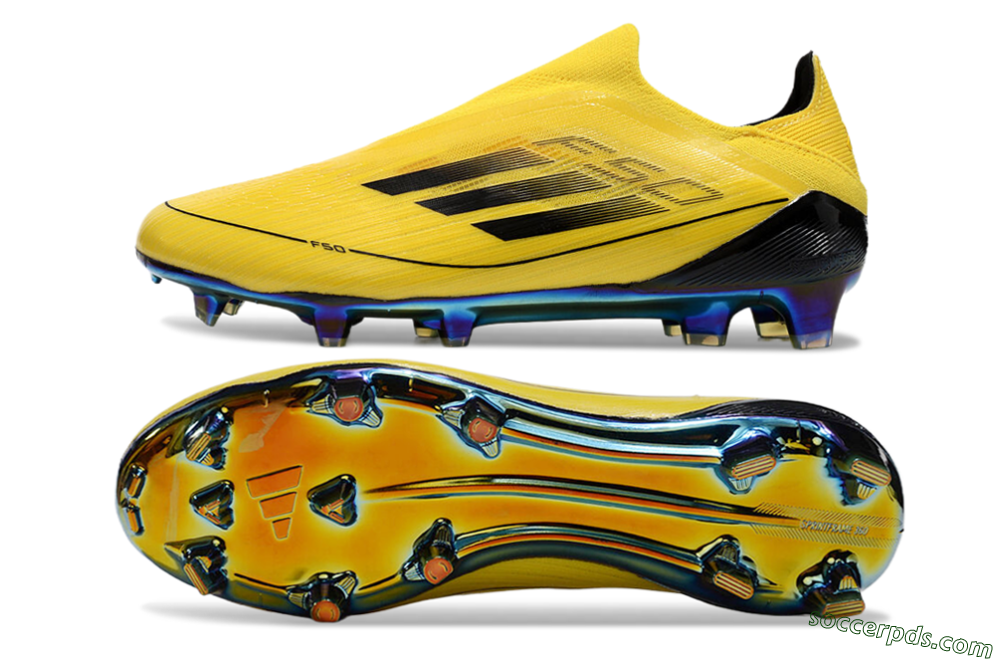 Adidas F50 Elite Laceless FG Low-Tops Football Boots - Yellow/Black/Gold 0