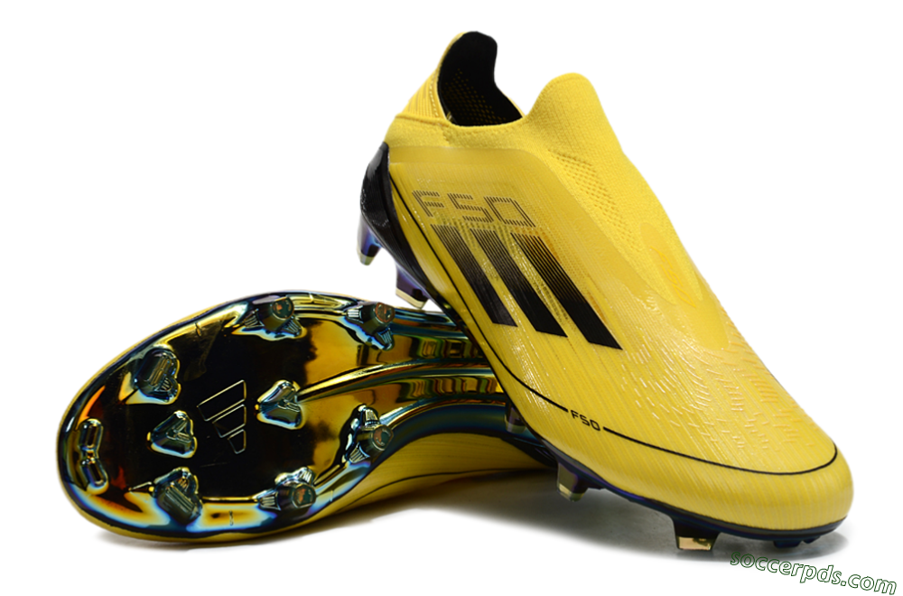 Adidas F50 Elite Laceless FG Low-Tops Football Boots - Yellow/Black/Gold 3