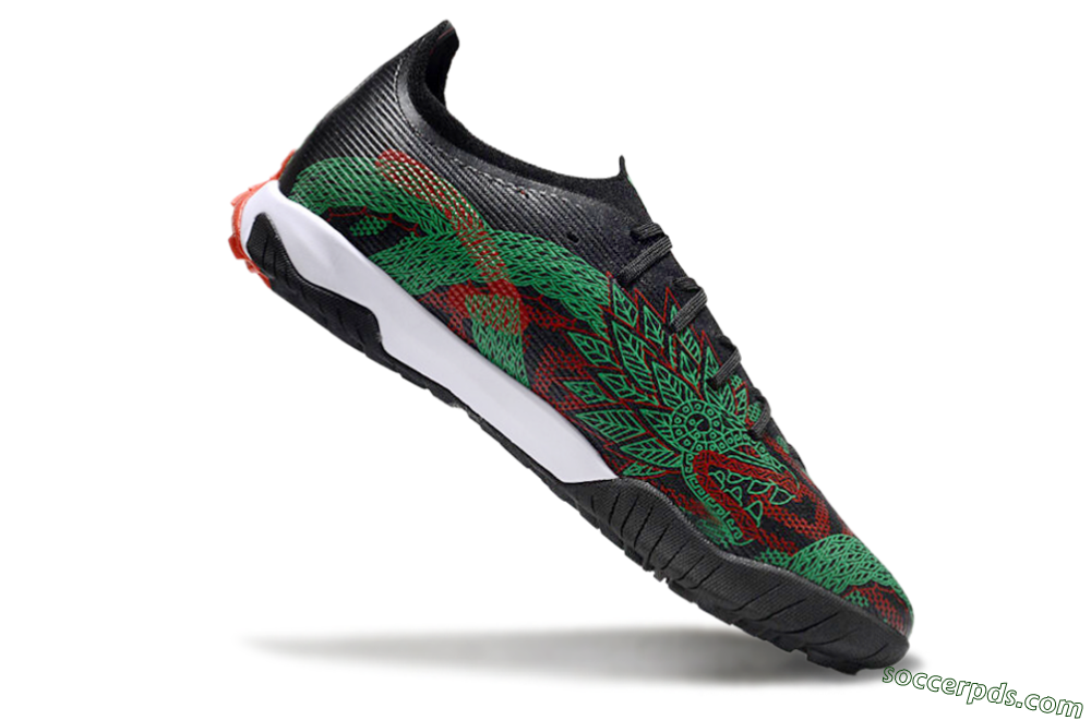 Puma Ultra Ultimate TF Low-Tops Football Shoes - Black/Red/Green 4
