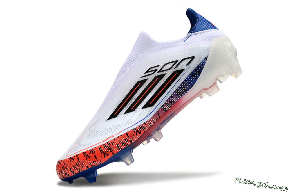 Adidas F50 Elite Laceless FG Low-Tops Football Boots - White/Red/Blue 4