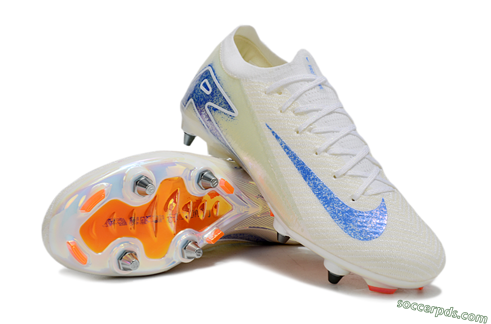 Nike Air Zoom Mercurial Vapor 16 Elite SG Low-Tops Football Boots - Beige/Blue/White 3