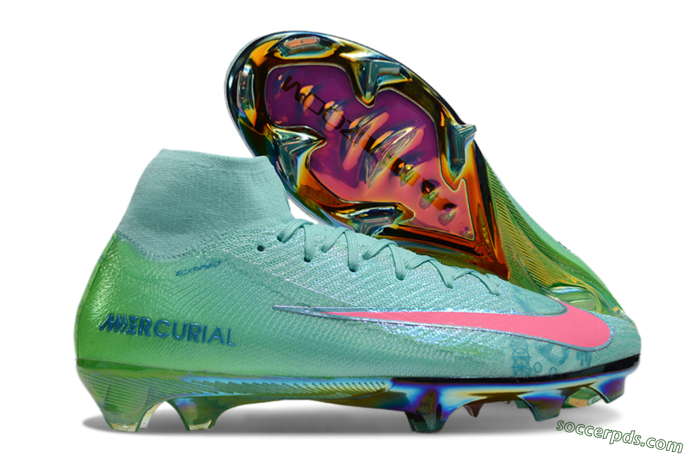 Nike Air Zoom Mercurial Superfly 10 Elite FG High-Tops Football Boots - Jade/Pink/Gold 1