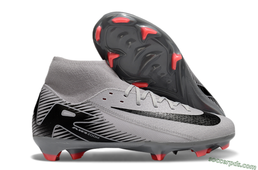 Nike Air Zoom Mercurial Superfly 10 Academy FG High-Tops Football Boots - Grey/Black/Red 1