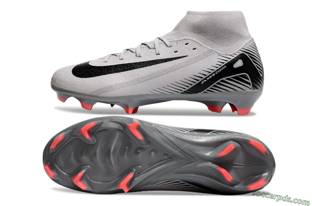 Nike Air Zoom Mercurial Superfly 10 Academy FG High-Tops Football Boots - Grey/Black/Red 0