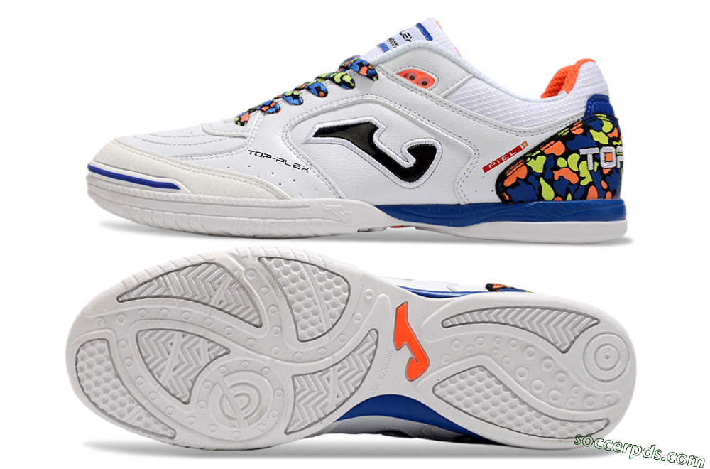 Joma Top Flex IC Low-Tops Football Shoes - White/Black/Blue 0