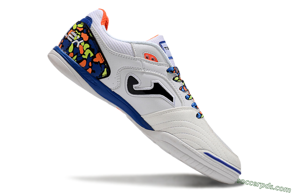 Joma Top Flex IC Low-Tops Football Shoes - White/Black/Blue 4