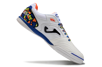 Joma Top Flex IC Low-Tops Football Shoes - White/Black/Blue