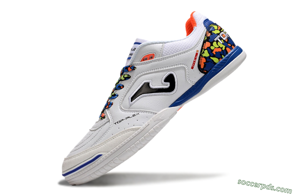 Joma Top Flex IC Low-Tops Football Shoes - White/Black/Blue 5