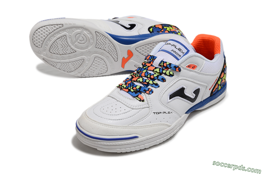 Joma Top Flex IC Low-Tops Football Shoes - White/Black/Blue 3