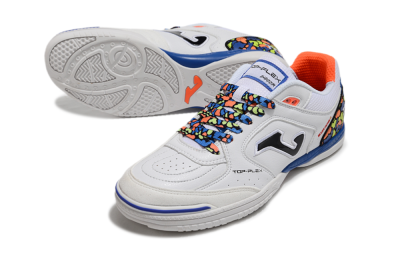 Joma Top Flex IC Low-Tops Football Shoes - White/Black/Blue