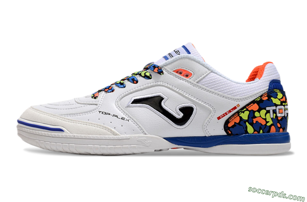 Joma Top Flex IC Low-Tops Football Shoes - White/Black/Blue 2