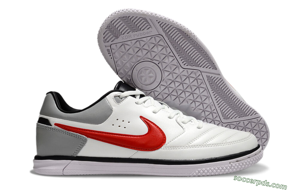 Nike Street Gato IC Low-Tops Football Shoes - White/Red/Silver 1