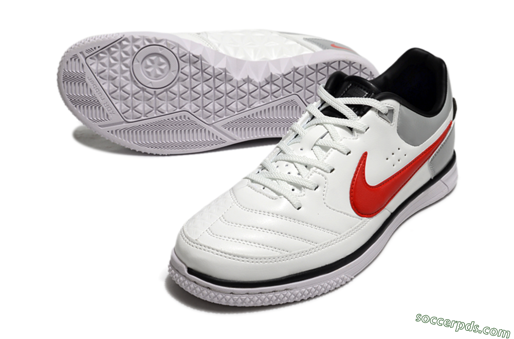 Nike Street Gato IC Low-Tops Football Shoes - White/Red/Silver 3