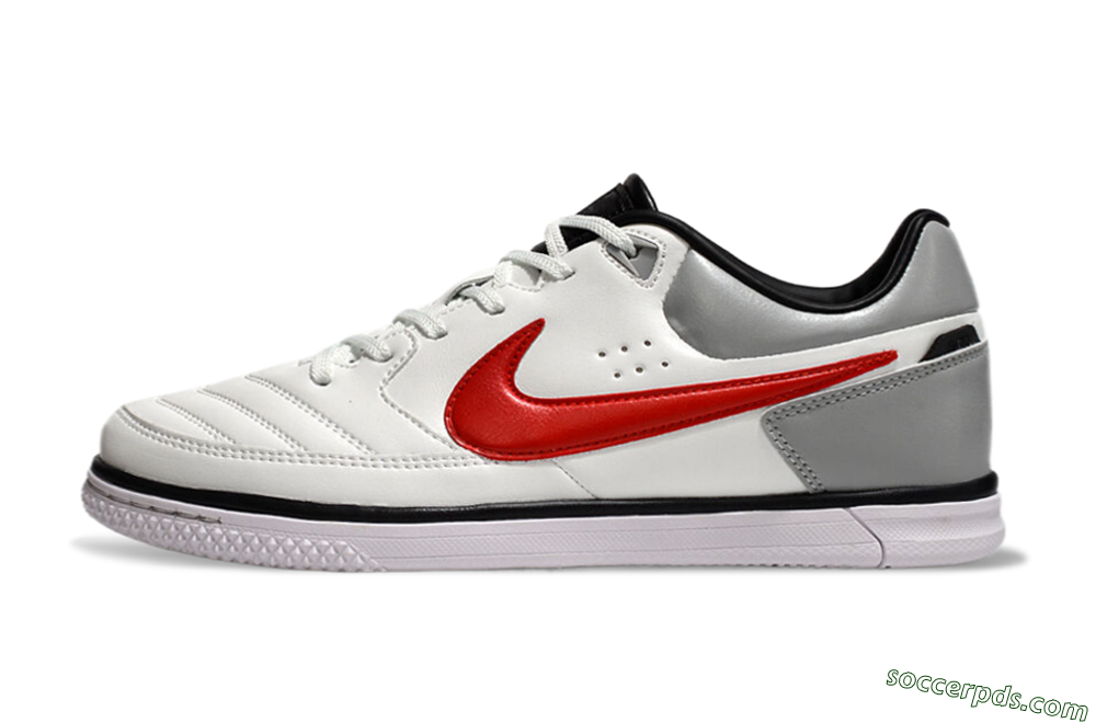 Nike Street Gato IC Low-Tops Football Shoes - White/Red/Silver 2