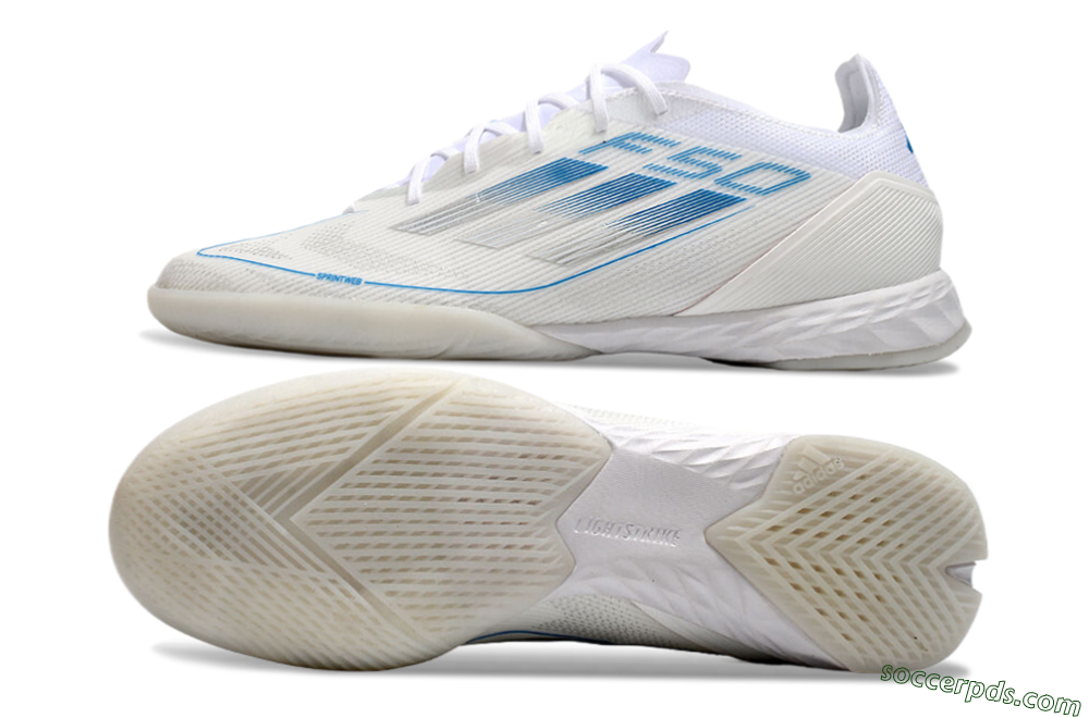 Adidas F50 Pro IC Low-Tops Football Shoes - Beige/Blue/White 0