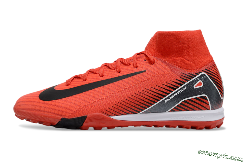 Nike Air Zoom Mercurial Superfly 10 Elite TF High-Tops Football Shoes - Red/Black/White 2