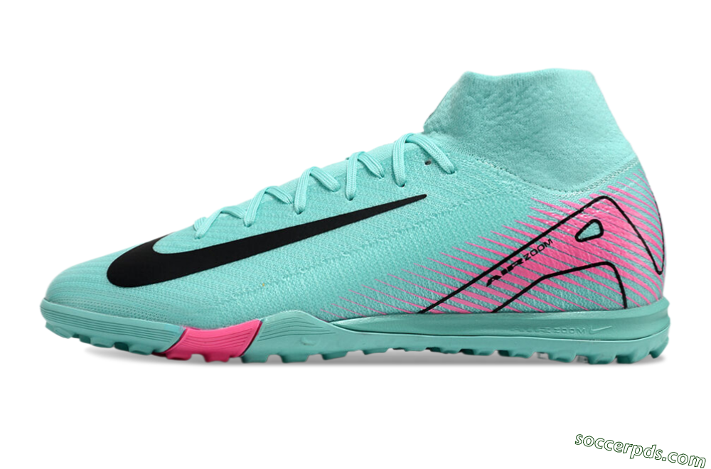Nike Air Zoom Mercurial Superfly 10 Elite TF High-Tops Football Shoes - Jade/Red/Black 2