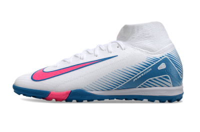 Nike Air Zoom Mercurial Superfly 10 Elite TF High-Tops Football Shoes - White/Pink/Blue