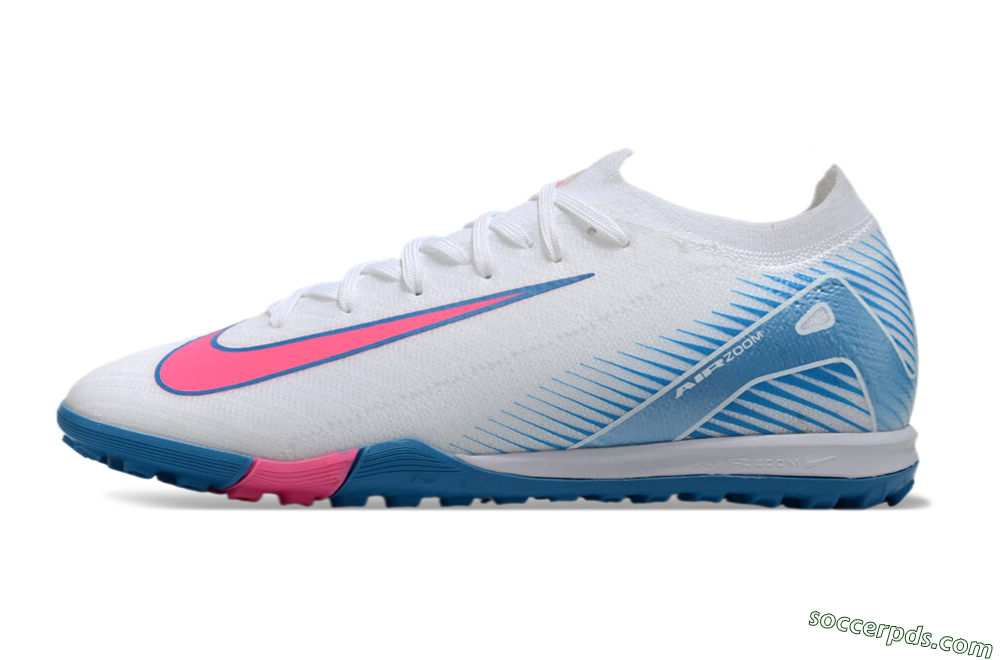 Nike Air Zoom Mercurial Vapor 16 Elite TF Low-Tops Football Shoes - White/Pink/Blue 2