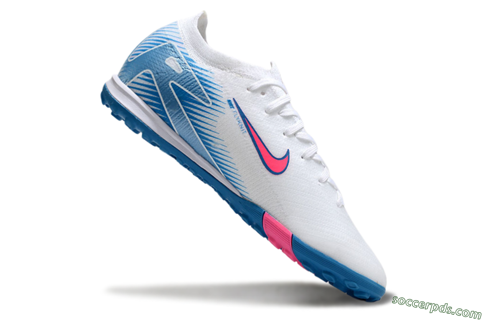 Nike Air Zoom Mercurial Vapor 16 Elite TF Low-Tops Football Shoes - White/Pink/Blue 4