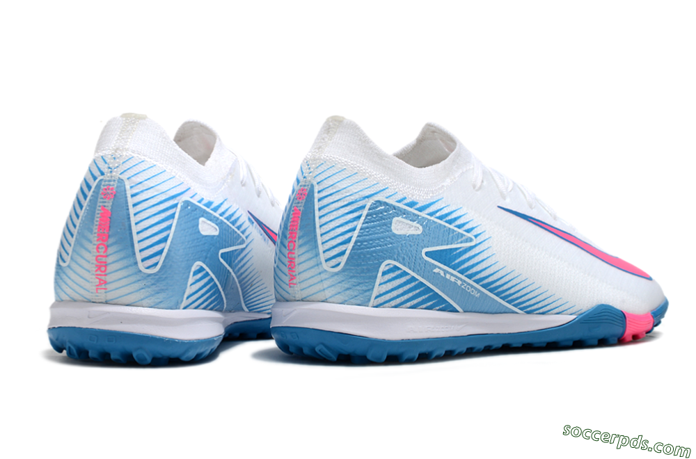 Nike Air Zoom Mercurial Vapor 16 Elite TF Low-Tops Football Shoes - White/Pink/Blue 6