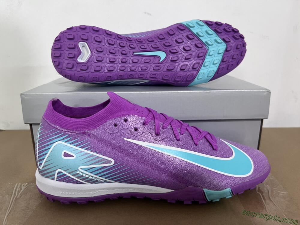 Nike Air Zoom Mercurial Vapor 16 Elite TF Low-Tops Football Shoes - Purple/Jade/White