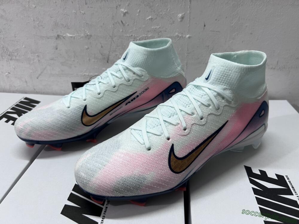Nike Air Zoom Mercurial Superfly 10 Elite FG High-Tops Football Boots - Jade/Pink/Gold