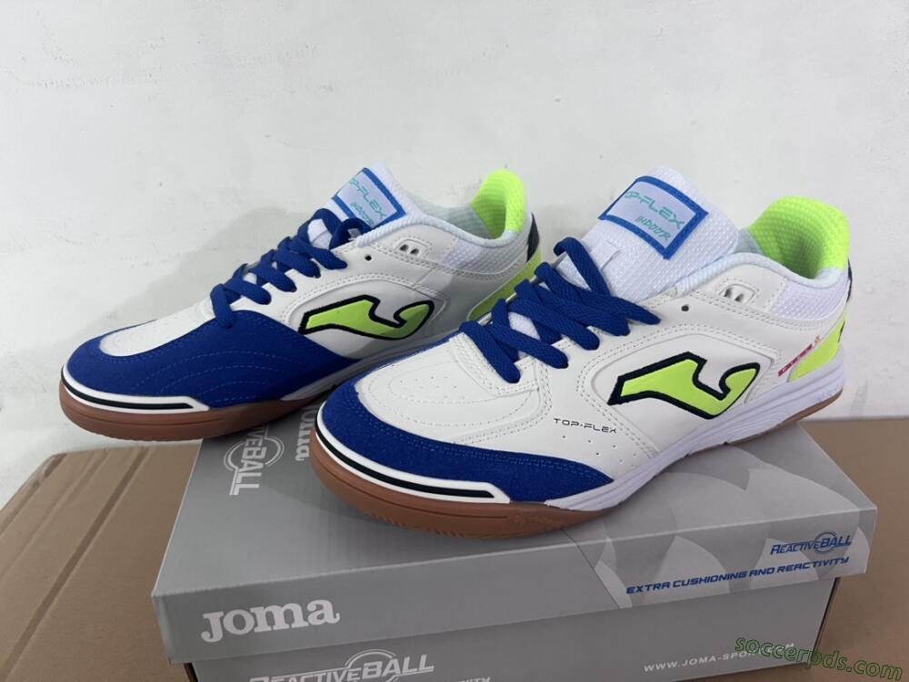 Joma Top Flex 920 IC Low-Tops Football Shoes - White/Blue/Yellow