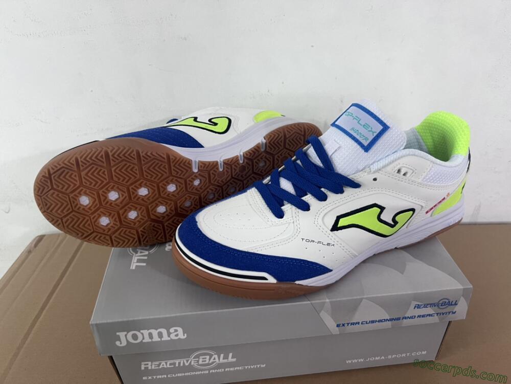 Joma Top Flex 920 IC Low-Tops Football Shoes - White/Blue/Yellow