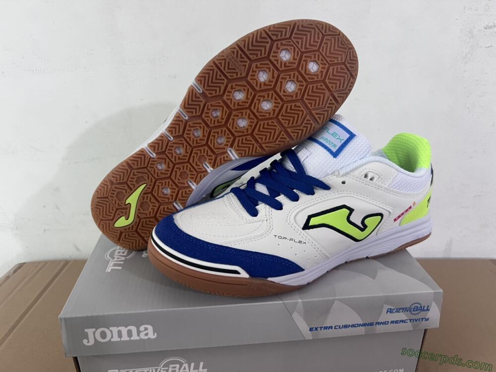 Joma Top Flex 920 IC Low-Tops Football Shoes - White/Blue/Yellow