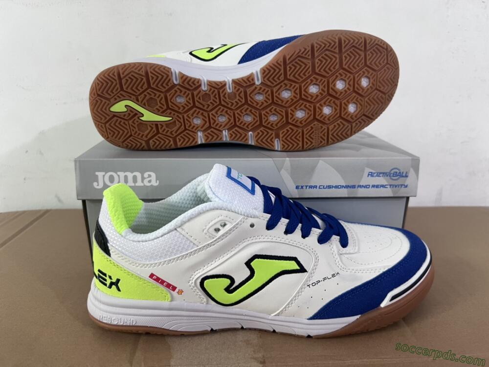 Joma Top Flex 920 IC Low-Tops Football Shoes - White/Blue/Yellow