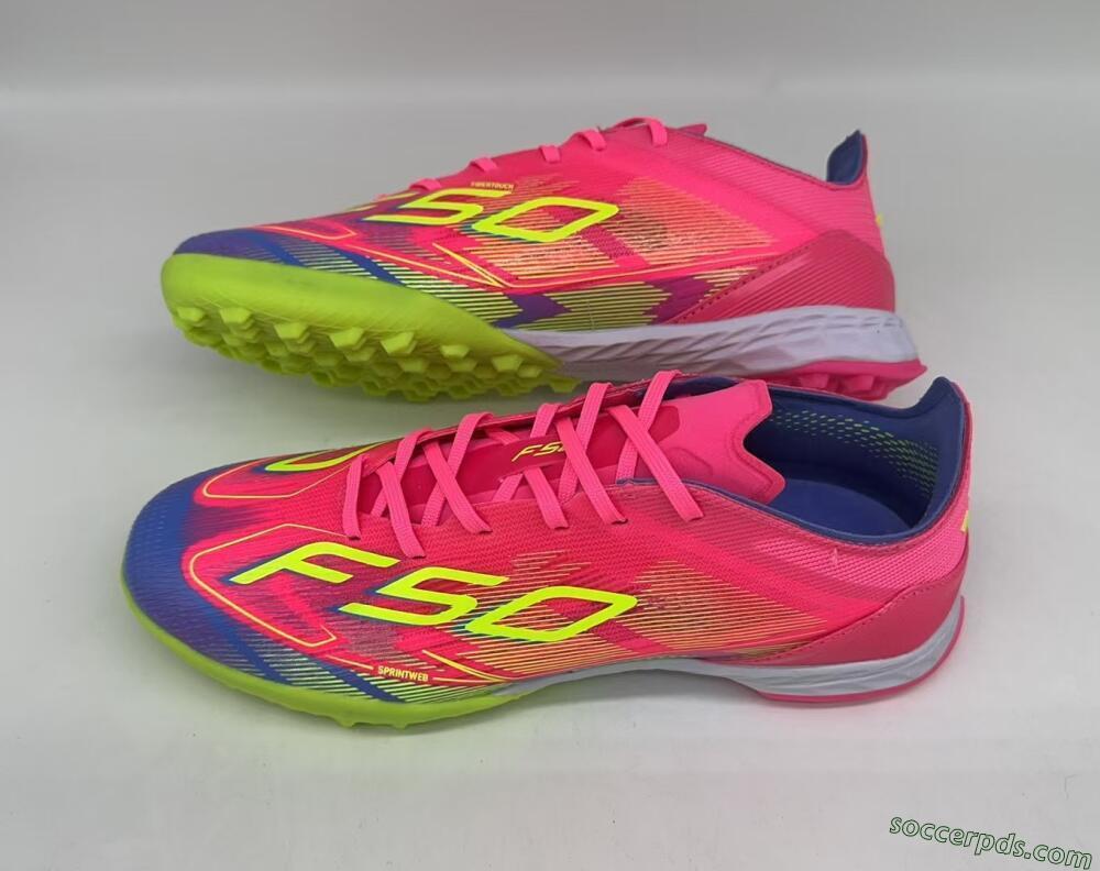 Adidas F50 Pro TF Low-Tops Football Shoes - Pink/Blue/Yellow