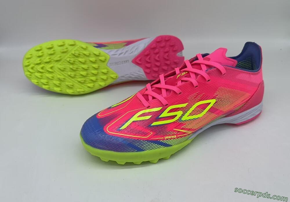 Adidas F50 Pro TF Low-Tops Football Shoes - Pink/Blue/Yellow
